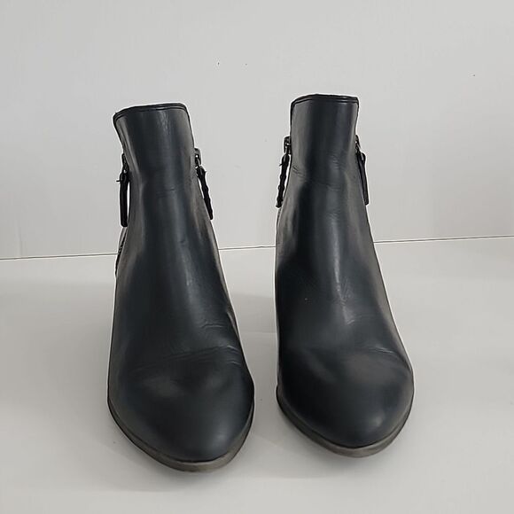 Frye Judith Black Leather Double Zip Ankle Boots - Picture 4 of 10